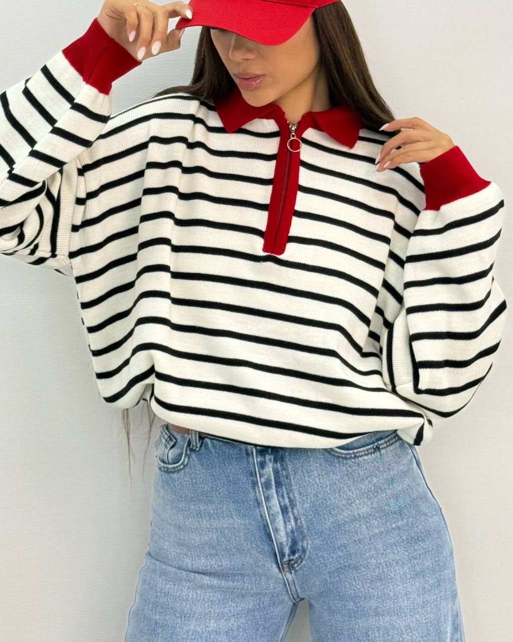 بافت نیم زیپ راه راه کد۷۹۷۹